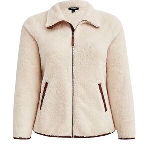 Torrid Women's Zip Front Jacket NWT Faux Shearling Contrast Ivory Sz 1 1X 14/16